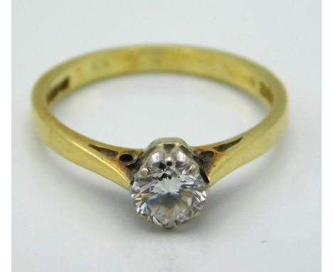 An 18ct gold diamond solitaire ring of approx. 0.33ct, 2.5g, size M