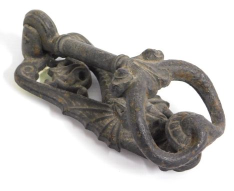 A Victorian 'gargoyle' iron door knocker, dates to c. 1888, 150mm drop