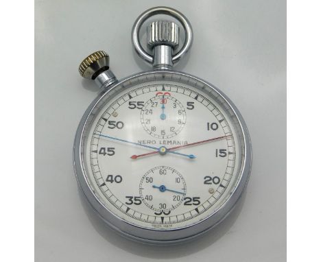 A Lemania military issue Nero chronographic stopwatch with broad arrow mark & MOD number 0552/521-6482 1542/71, case 51mm dia