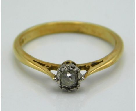 An 18ct gold ring set with old cut diamond of approx. 0.12ct, 2.6g, size N
