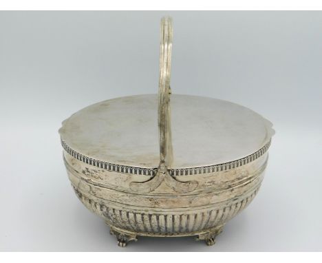 An 1808 George III London silver double tea caddy by Charles Hollinshead, locks a/f, 200mm high to top of handle x 190mm wide
