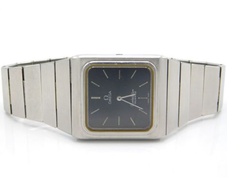 A stainless steel Omega Constellation quartz wristwatch issued by the British Merchant Navy to a member of Falklands War mili