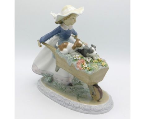 A Lladro porcelain figure group 'Barrow of Fun' model no. 5460, 200mm tall x 227mm across base, no losses, damage or box
