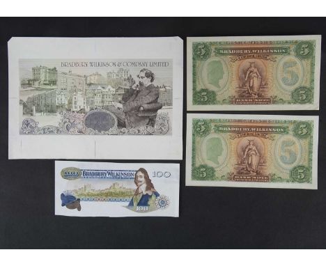 A collection of Bradbury Wilkinson and Co Ltd Advertizing Banknotes, including two single sided face printings of a design fe