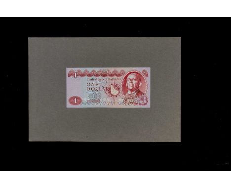 Central Bank of Barbados, an original hand drawn design essay for the face of a $1 note, the art work done at Bradbury Wilkin