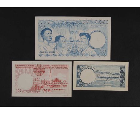 Malaya, an interesting collection of six pieces of design work for the face and reverse of various denomination notes, includ
