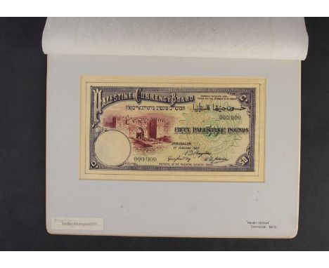 Palestine Currency Board, an original hand drawn design essay for the face of a £50 note, dated 1927 on the design,  produced