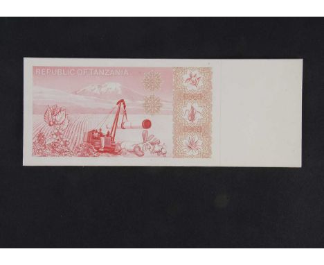 Republic of Tanzania, an original hand drawn design essay for the reverse of a note of unknown denomination, the art work pro