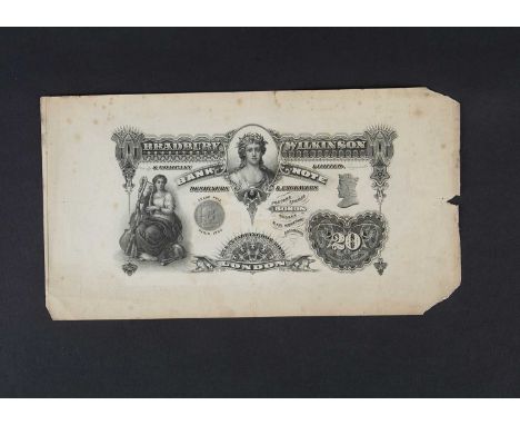 A Bradbury Wilkinson & Co Ltd advertizing banknote, circa 1900, single sided and untrimmed on paper, this face design measure