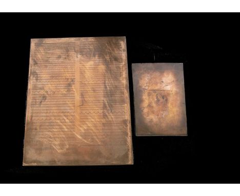 A pair engraved steel and copper plates, including a copper plate (37.0cms x 27.0cms) engraved with dozens of border  designs
