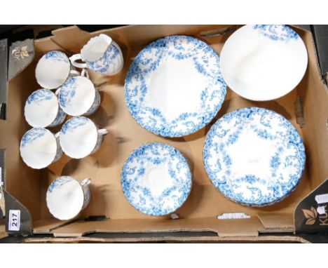 A collection of Crown Staffordshire blue and white floral teaware to include cups, saucers, side plates, sugar bowl etc