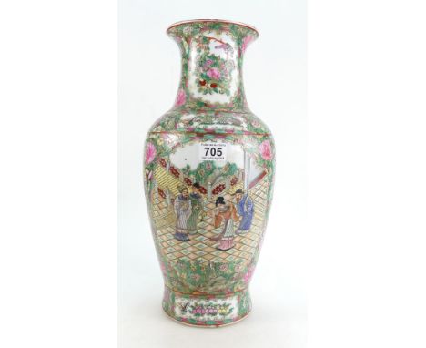 Large Chinese vase decorated all around with enamel colours, height 46cm