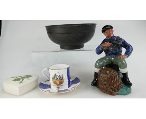 Royal Doulton figure the Lobster Man (2nd), Wedgwood black basalt Jasperware bowl 19.75cm, Royal Worcester chairmans presenta