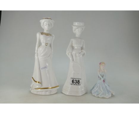 Spode Pauline Shoan figures Alexandria and Emily, Coalport small lady figure Janice (3)