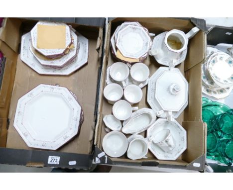 A mixed collection of Johnson Brothers Maddison patterned dinnerware to include tureens, cups, saucers, side plates etc (2 tr