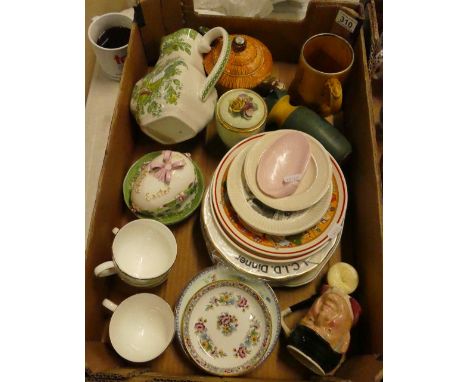 A mixed collection of ceramic items to include Beswick Cottage ware teapot, Masons style water jug, Stoke City commemorative 