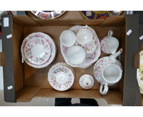 Royal Adderley Devonshire Roses part teaset to include teapot, cups, saucers, side plates and milk jug