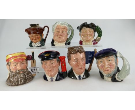 Seven Royal Doulton smaller size Toby / Character jugs; W G Grace D6845 limited edition 64 /9500 with COA 4" high, Michael Do