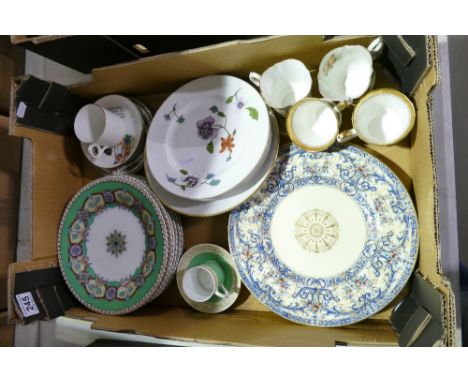 A mixed collection of items to include Royal Worcester gilt decorated cabinet plates, Astley patterned dinnerware, early hand