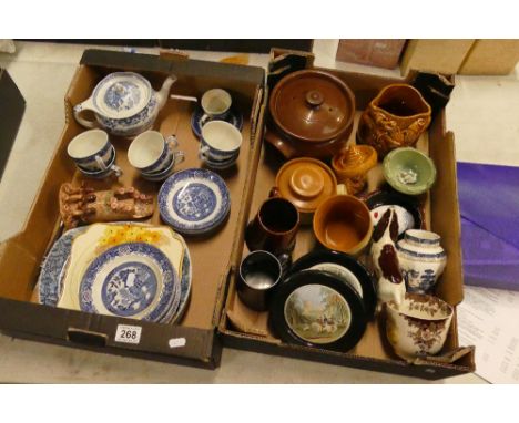 A mixed collection of ceramic items to include Woods Willow blue and white decorated part teaset, novelty Sylvac and Sadler i