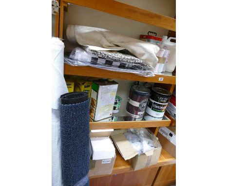 A mixed collection of home furnishing items to include - Farrow and Ball White Light and Tones paint, Crown Scrumble Matt pai