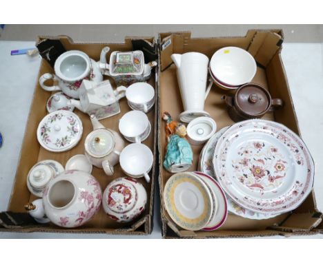 Mixed collections of ceramic items to include, Masons ginger jars, Wedgwood Hathaway powder box, Royal Caulden Ware art deco 