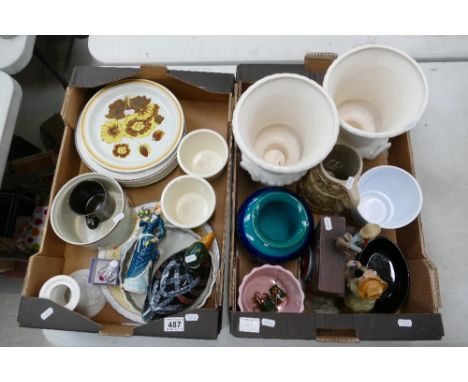 A mixed collection of ceramic items to include Royal Doulton Forest Glen Ironstone dinnerware, decorative Goebel lady figures