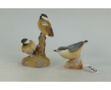 Royal Worcester model of a pair Coaltits and a Nuthatch (2)