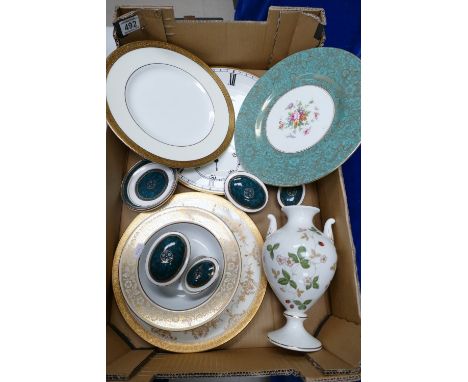 MIxed collection of ceramic items to include, Jewelled Minton decorative wall plates, Royal Doulton Biltmore patterned trinke