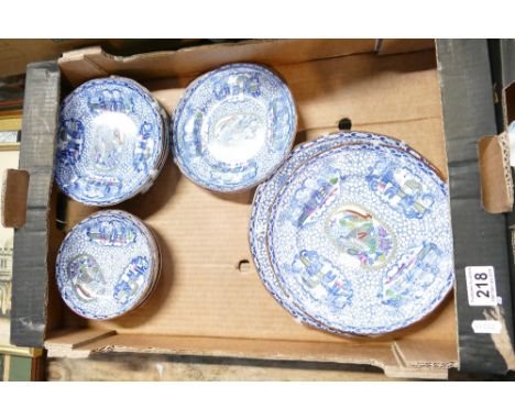 A collection of Adams plates in the Chinese pattern to include saucers, side plates, decorative wall plates etc