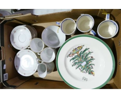 A mixed collection of items to include Victoria china floral patterned dinnerware, Spode Christmas Tree design dinner plates 