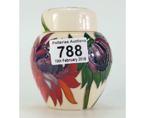 Moorcroft ginger jar in the Ruby Red design by Emma Bossons. 11cm high