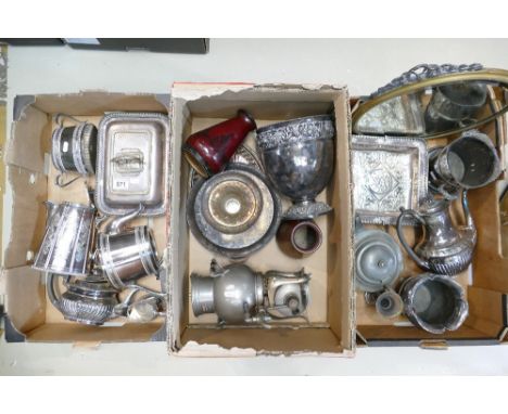 Large job lot of Victorian and later silver plated items, plus some associated pieces.  Includes; Twist of handle entrée dish