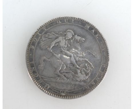 George III 1819 LIX silver UK CROWN COIN.  VF e/k.