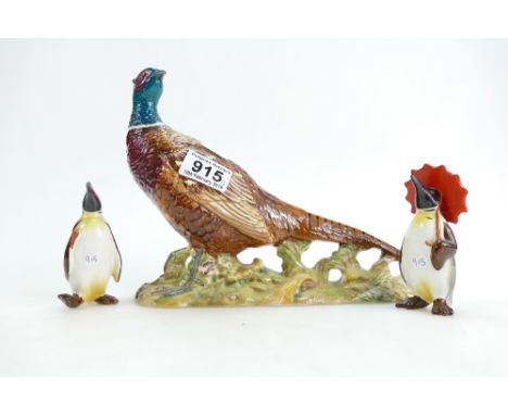 Beswick Pheasant 1225, small Penguin with umbrella and Penguin with walking stick (3)