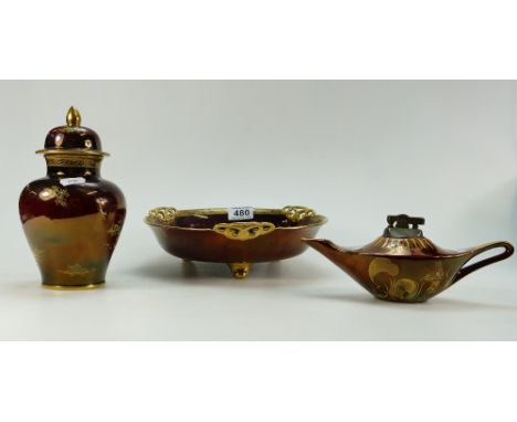 A collection of Carlton Ware items to include a large dish decorated with pergoda's 25cm, a jar and cover decorated with perg