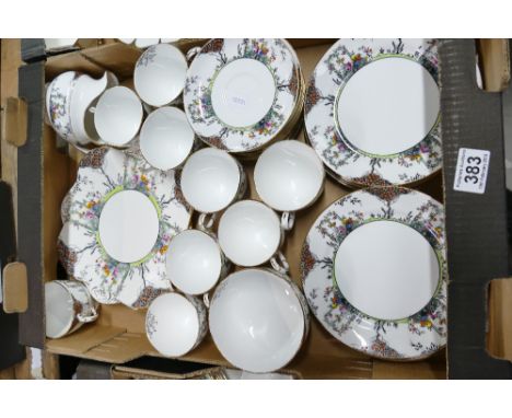 A mixed collection of Copelands floral decorated tea ware to include cups, saucers, side plates, sandwich plates etc