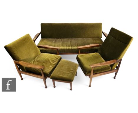George Fejer and Eric Phamphilon - Guy Rogers - A teak framed 'Manhattan' lounge suite, comprising sofa, width 201cm, two rec