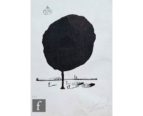 Salvador Dali (1904-1989) - 'Babaouo - Tree and Saucers', woodcut print, signed and numbered 1/350, framed, 29cm x 20cm, fram