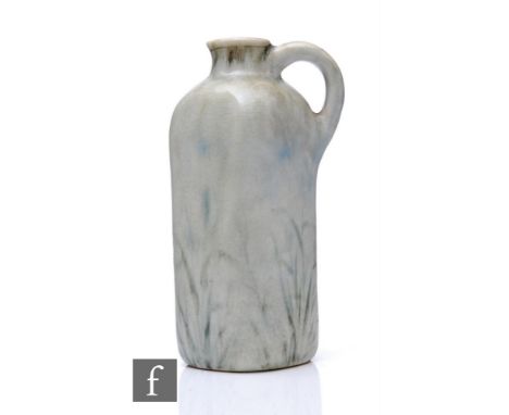Attributed to Edwin Martin - Martin Brothers - A stoneware ewer, shaped square form with loop handle, decorated with reeds an
