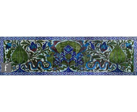 William de Morgan – A monumental and important architectural tile panel from the Fulham Period circa 1888 to 1898, decorated 