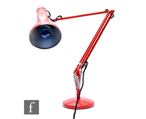 Herbert Terry &amp; Sons Ltd, Redditch - A post war Anglepoise lamp in a red painted finish, with conical shaped shade and ci