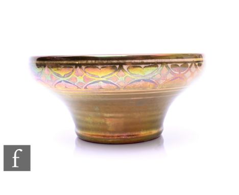 Richard Joyce - Pilkington Royal Lancastrian - A lustre bowl, 1910, of circular tapered form, decorated with gold lustre tref