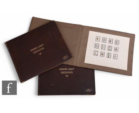 A Brick - Leaded Light Specialists, Brighton - Three Trade folios containing printed, hand drawn and hand coloured leaded and
