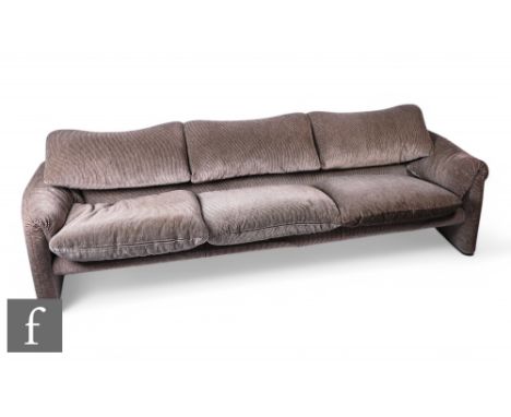 Vico Magistretti - Cassina - A 1970s/80s Maralunga three seater sofa, in green/grey, with folding back rest, length 232cm, 70
