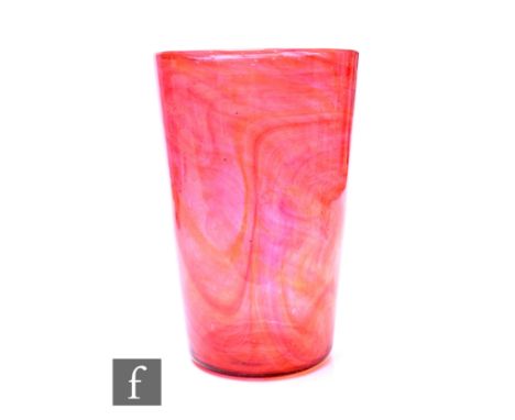 Marriott Powell - James Powell &amp; Sons (Whitefriars) - A 1930s Streaky range tumbler vase, pattern number 8473, with ruby 