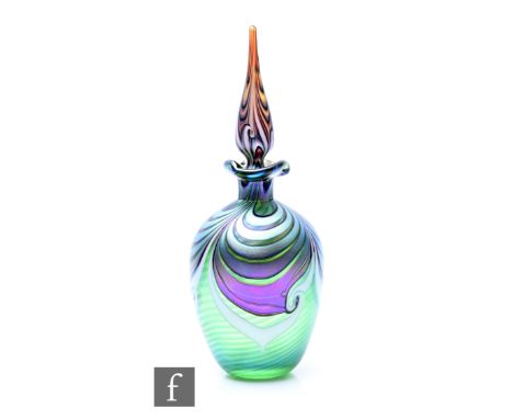 Richard P. Golding - A contemporary studio glass perfume bottle, of shouldered ovoid form with short collar neck and wavy rim