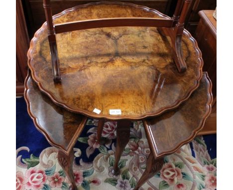 A burr walnut centre table with a quartetto of orphans, 75cm dia x 52cm high /&nbsp;Scuffs &amp; scratches of use, top may ha