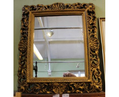 A shell gilt framed plain plate mirror&nbsp;