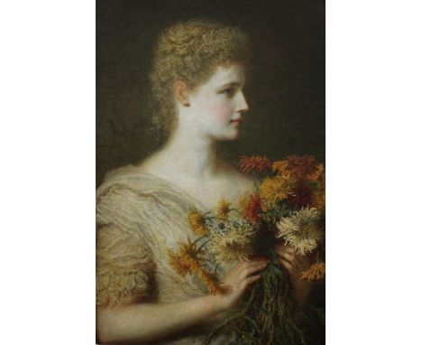 Karl Willhem Fredrich Bauerle, 19th century oil on canvas, portrait of a lady, 74cm x 62cm, in period fancy deep gilt frame